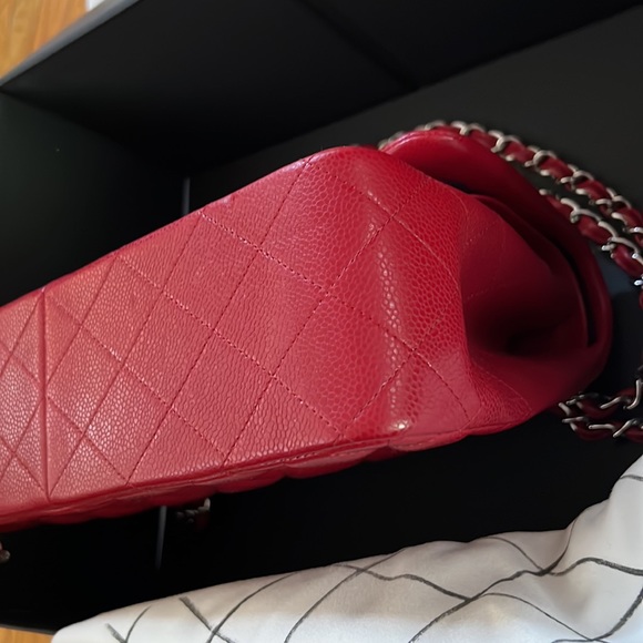Chanel Classic, Double Flap, Quilted with Caviar leather, Jumbo Red Bag - Picture 13 of 16